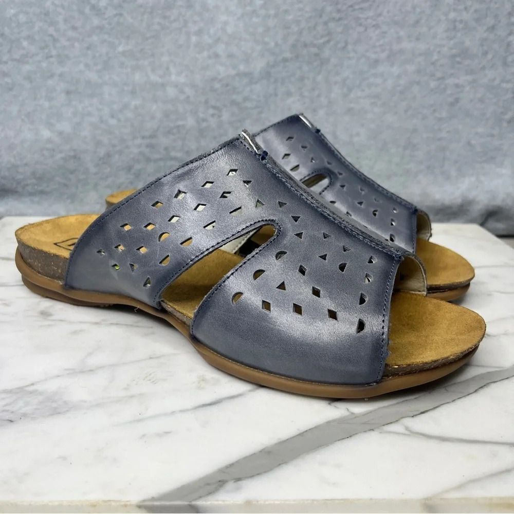 Propet Women’s Slide Sandal Blue Leather Comfort NWOB Fiona size 10 4X Wide